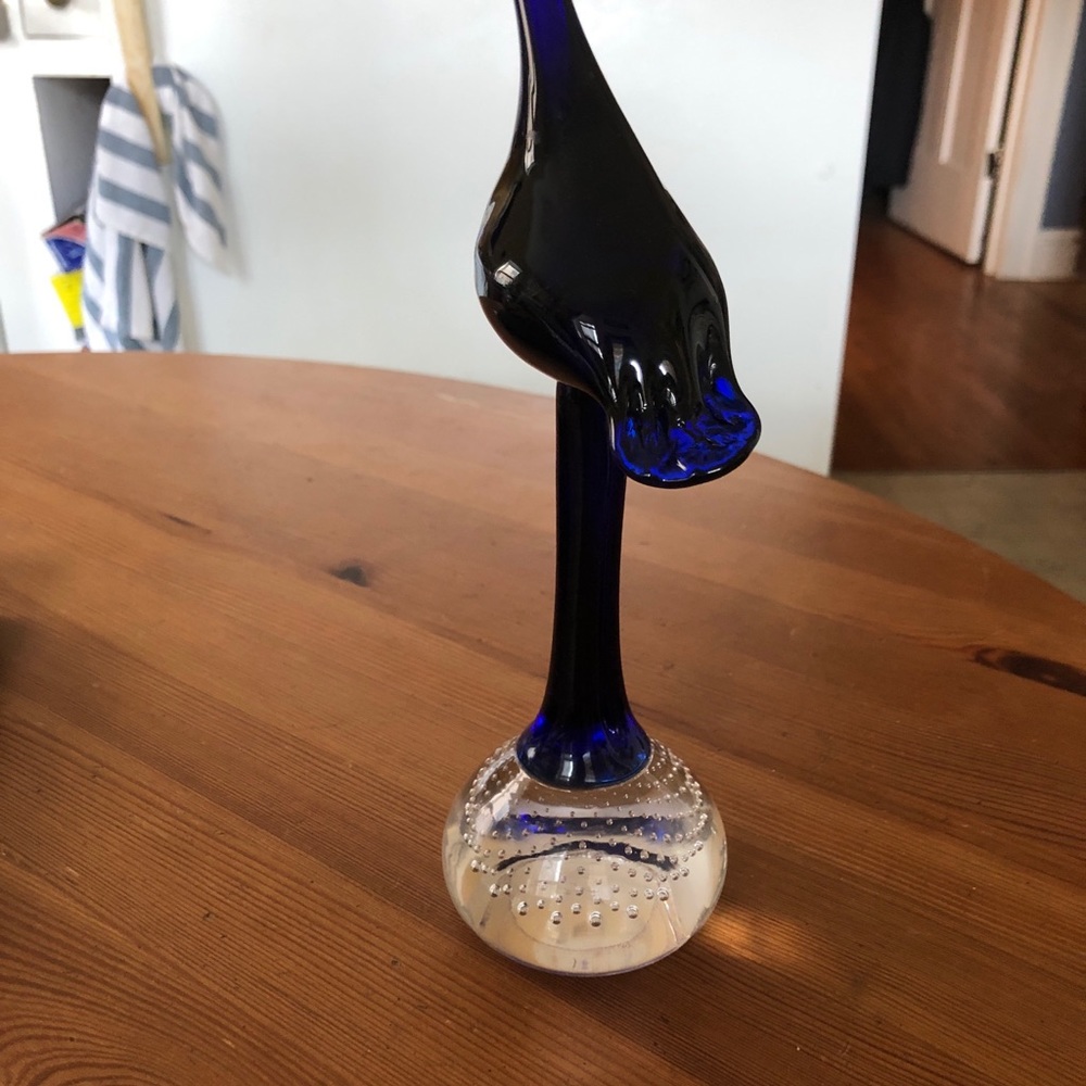 Art Glass blue bird in the style of PairPoint.